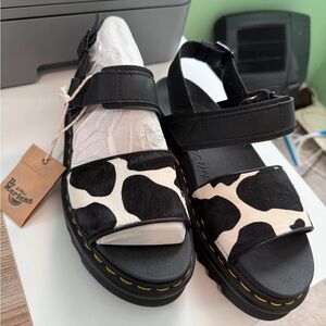 Dr. Martens Cow Print Black Sandals
